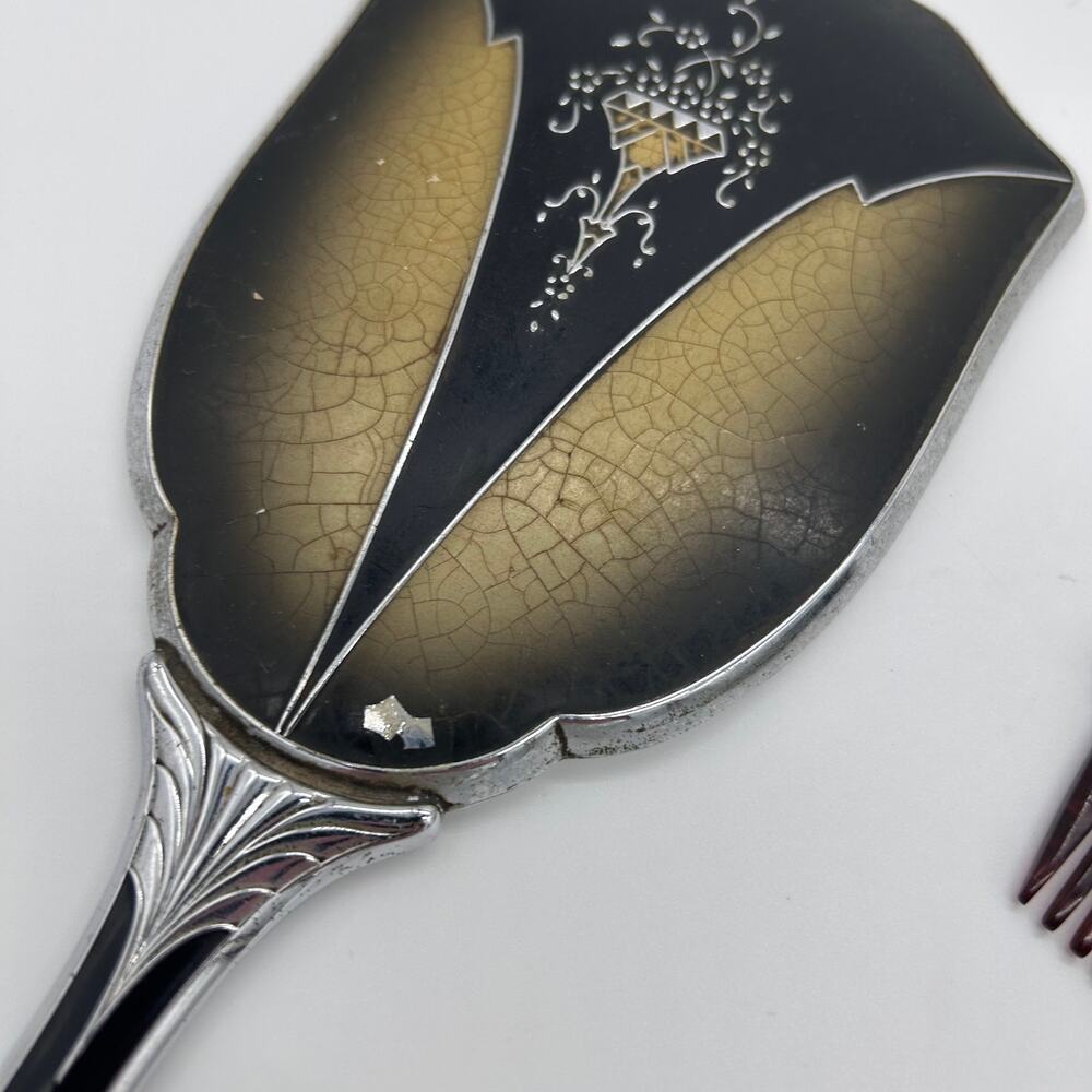Vintage 60's Vanity Set Mirror Brush Comb Art Deco Bodoir Dressing Table Decor - Picture 10 of 12